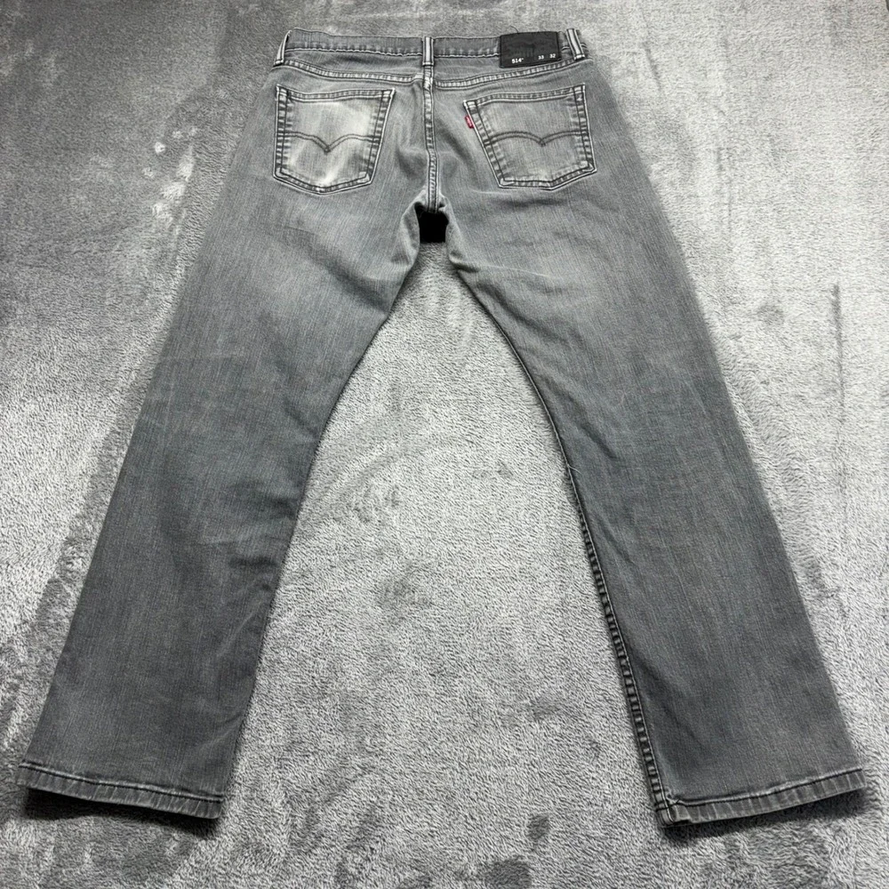 Levi's 514 Straight Fit Jeans Men 33x32 Grey Good Faded Zip Fly Stretch
